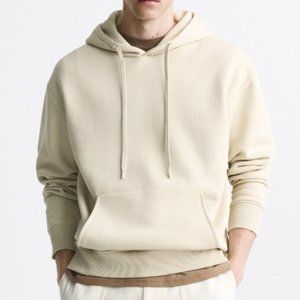 ZARA ECRU TAN NUDE FLEECE SWEATSHIRT HOODIE